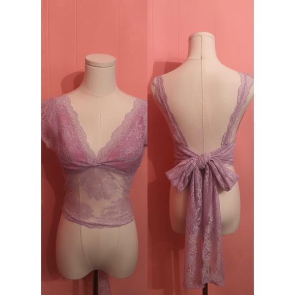 Chavah Designs Other - Chavah Designs Lace Tie-Back Top in Lavender